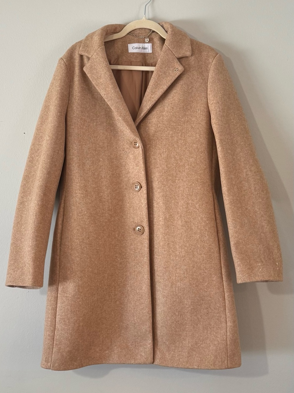 CALVIN KLEIN Camel Tailored Coat Size 10 NWOT
